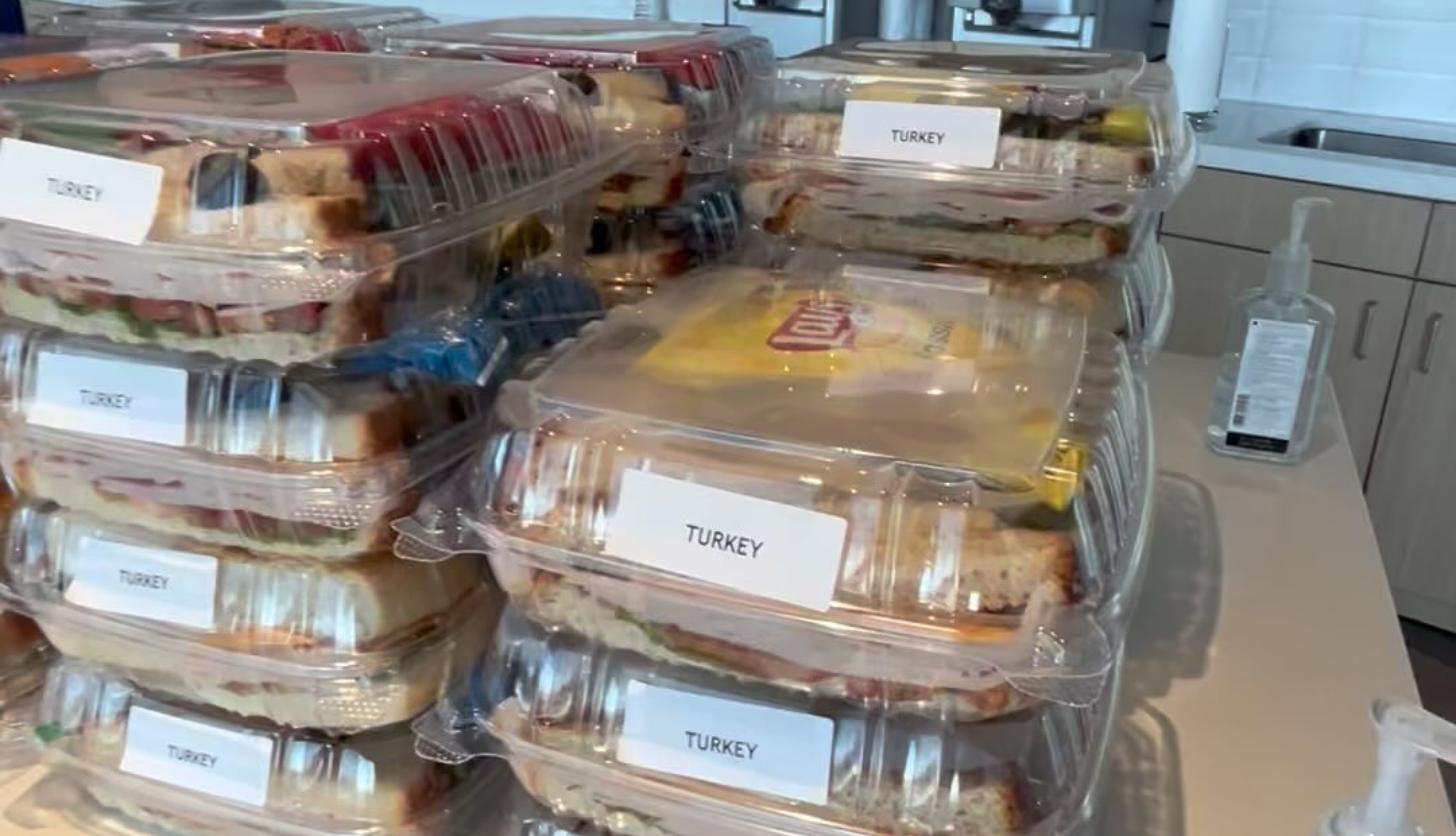 Boxed turkey lunches for a corporate event